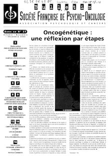 27 Bulletin Société Française de Psycho-Oncologie Oct-Déc 2000