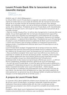 Leumi Private Bank fête le lancement de sa nouvelle marque