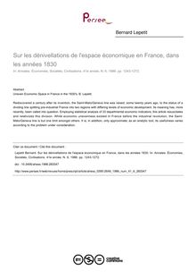 Sur les dénivellations de l espace économique en France, dans les années 1830 - article ; n°6 ; vol.41, pg 1243-1272