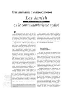 Les Amish ou le communautarisme apaisé - article ; n°1 ; vol.75, pg 50-56