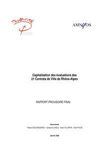 Capitalisation des évaluations des 21 Contrats de Ville de Rhône-Alpes