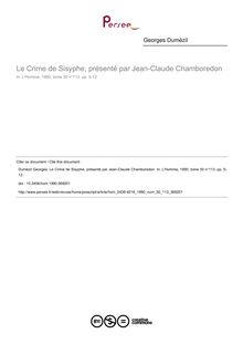 Le Crime de Sisyphe, présenté par Jean-Claude Chamboredon - article ; n°113 ; vol.30, pg 5-12