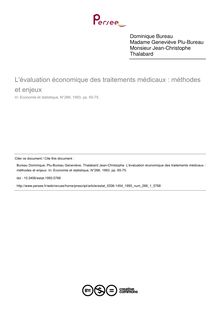 L évaluation économique des traitements médicaux : méthodes et enjeux - article ; n°1 ; vol.266, pg 65-75