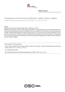 Aristophane et les femmes d Athènes: réalité, fiction, théâtre - article ; n°1 ; vol.6, pg 119-130