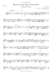 Partition flûte 2, Music pour pour Royal Fireworks, Fireworks Music par George Frideric Handel