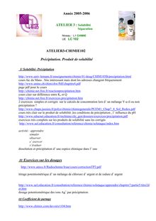 Atelier 3 - Année 2005-2006 ATELIER 3 : Solubilité ATELIER3 ...