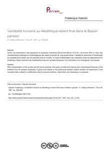Variabilité humaine au Néolithique récent final dans le Bassin parisien - article ; n°1 ; vol.39, pg 239-254