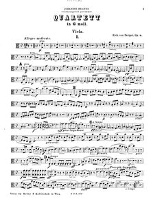 Partition viole de gambe, corde quatuor No.1, Op.8, G minor, Perger, Richard von
