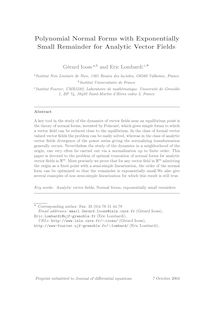 Polynomial Normal Forms with Exponentially Small Remainder for Analytic Vector Fields