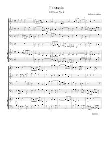 Partition Fantasia,  VdGS No.4 - partition complète (Tr Tr B B O), Airs pour 4 violes de gambe avec orgue