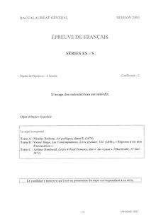 Sujet du bac S 2005: Francais