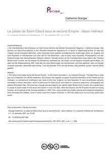 Le palais de Saint-Cloud sous le second Empire : décor intérieur - article ; n°1 ; vol.1, pg 51-59