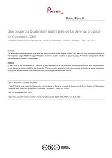 Une coupe du Quaternaire marin près de La Serena, province de Coquimbo, Chili - article ; n°2 ; vol.4, pg 87-101