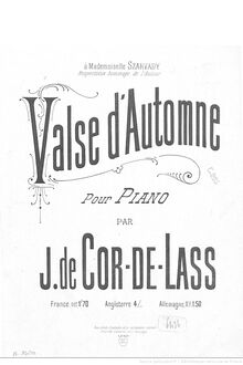 Partition complète, Valse d automne pour piano, A♭ major, Cor-de-Lass, José de