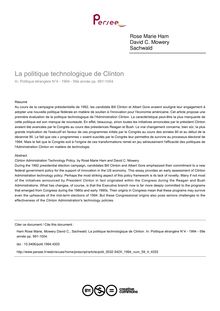 La politique technologique de Clinton - article ; n°4 ; vol.59, pg 991-1004