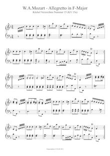 Partition Allegretto en F major, K.15a, pour London Sketchbook, Various