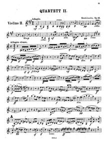 Partition violon 2, corde quatuor No.2, Op.13, A minor, Mendelssohn, Felix