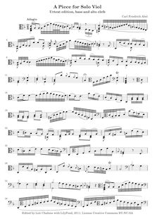 Partition Adagio en D minor, WKO 209 (clef en basse et en alto), 27 pièces pour viole de basse