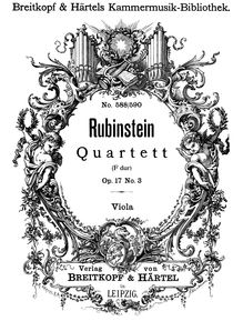 Partition viole de gambe, corde quatuor, Op.17 No.3, Rubinstein, Anton