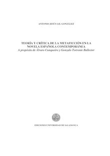 Teoría y crítica de la metaficción en la novela española contemporánea : a propósito de Álvaro Cunqueiro y Gonzalo Torrente Ballester