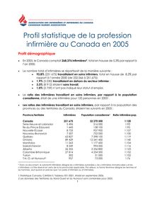 Profil statistique de la profession infirmière au Canada en 2005