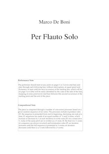 Partition complète, Per Flauto Solo, De Boni, Marco