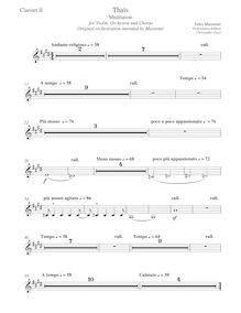 Partition clarinette 2 (B?), Thaïs, Massenet, Jules
