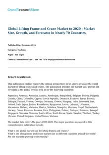 Global Lifting Frame and Crane Market to 2020 - Market Size, Growth, and Forecasts in Nearly 70 Countries
