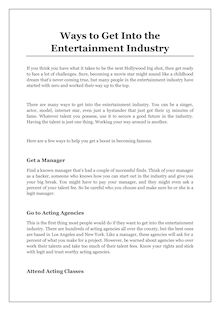 Ways to Get Into the Entertainment Industry