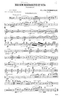 Partition violoncelle, Ego sum resurrectio et vita, Op.34, Ego sum resurrectio et vita (Jean II-25). Paraphrase pour orgue (avec orchestre ad lib.), op. 34.