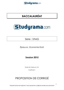 Corrigé BAC STMG 2015 Economie - Droit