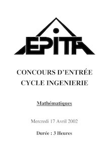 Epreuve commune 2002 Classe Prepa MP EPITA