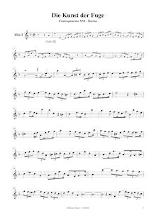 Partition aigu enregistrement  1, pour Art of pour Fugue, Die Kunst der Fuge par Johann Sebastian Bach