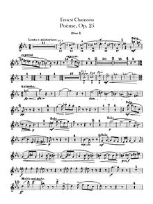 Partition hautbois 1, 2, Poème, Op.25, Chausson, Ernest
