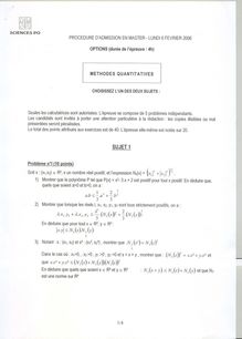 Methodes quantitatives 2006 Admission en master IEP Paris - Sciences Po Paris