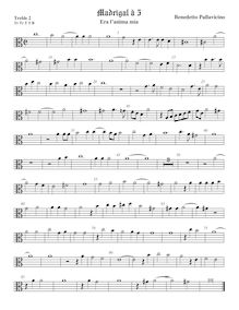 Partition viole de gambe aigue 2, alto clef, madrigaux pour 5 voix par Benedetto Pallavicino