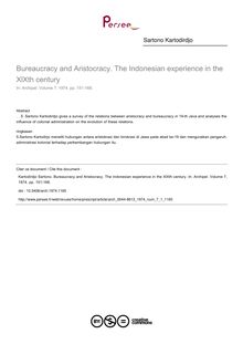 Bureaucracy and Aristocracy. The Indonesian experience in the XlXth century - article ; n°1 ; vol.7, pg 151-168