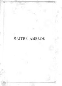 Partition complète, Maître Ambros, Drame lyrique en quatre actes et cinq tableaux