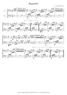 Partition complète, Für Elise, Bagatelle No.25 in A minor, A minor par Ludwig van Beethoven