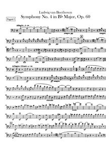 Partition basson 1, 2, Symphony No.4, B♭ major, Beethoven, Ludwig van
