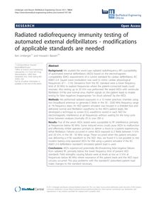 Radiated radiofrequency immunity testing of automated external defibrillators - modifications of applicable standards are needed