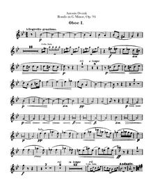Partition hautbois 1, 2, Rondo, G minor, Dvořák, Antonín