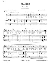 Partition complète (F minor: haut voix et piano), Stances
