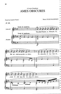 Partition complète (E♭ Major: medium voix et piano), Âmes obscures