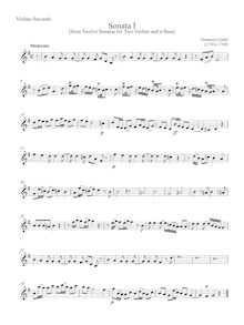 Partition violon 2, 12 sonates pour Two violons et a basse ou an orchestre