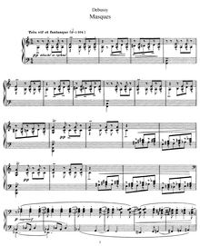 Partition complète, Masques, Debussy, Claude