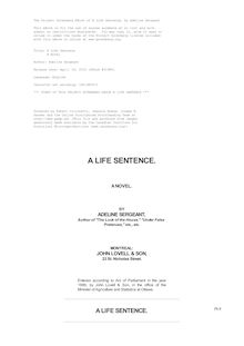 A Life Sentence - A Novel