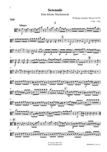 Partition viole de gambe, Eine kleine Nachtmusik, A Little Night Music ; Serenade No.13