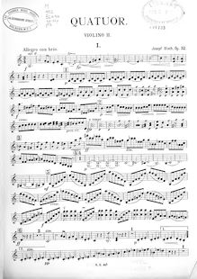 Partition violon 2, corde quatuor, A minor, Bloch, József