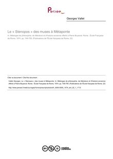Le « Stenopos » des muses à Métaponte - article ; n°1 ; vol.22, pg 749-759